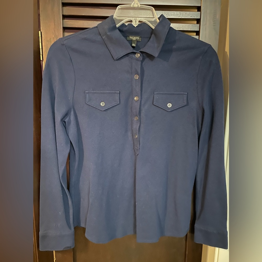 Talbots Petites Navy Blue Top size LP
